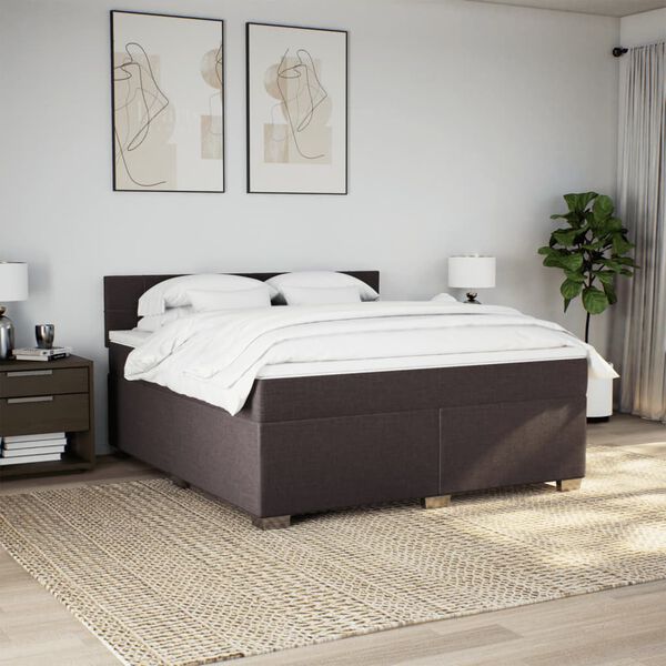 vidaXL Sommier &agrave; lattes de lit avec matelas Marron fonc&eacute; 180x200 cm