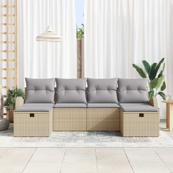 vidaXL Ensemble de Canap&eacute;s 6 pcs Beige et Gris clair polyrotin