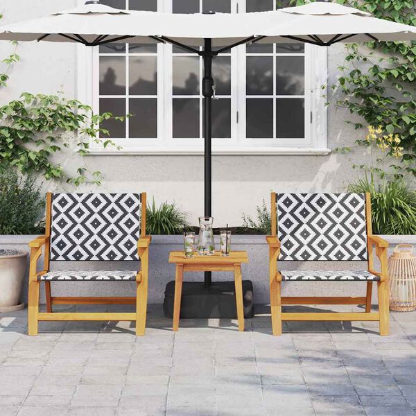 vidaXL Chaises de jardin avec table 3 pcs Noir et Blanc