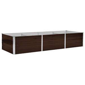 vidaXL Lit sur&eacute;lev&eacute; de jardin Marron 240x80x45 cm Acier galvanis&eacute;