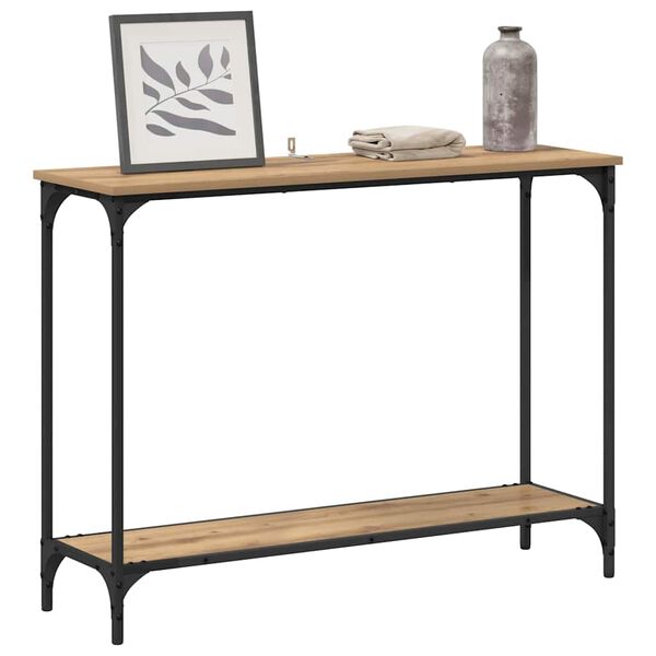 vidaXL Table console avec &eacute;tag&egrave;re ch&ecirc;ne artisanal 101 x 30.5 x 75 cm