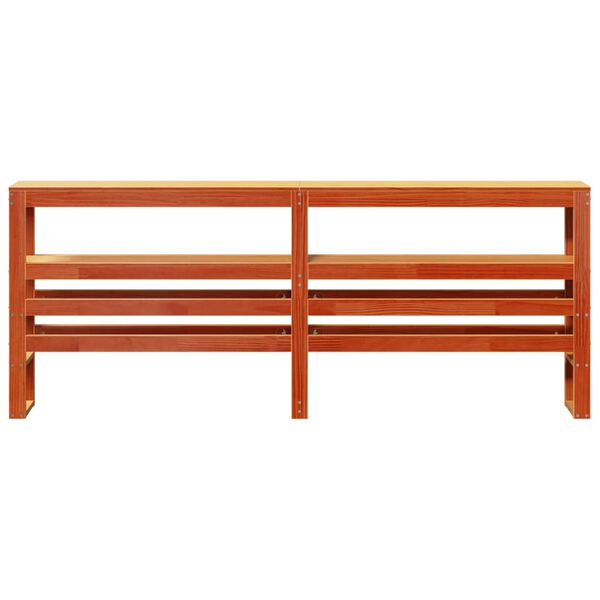 vidaXL T&ecirc;te de lit avec &eacute;tag&egrave;res marron cire 180 cm bois massif de pin