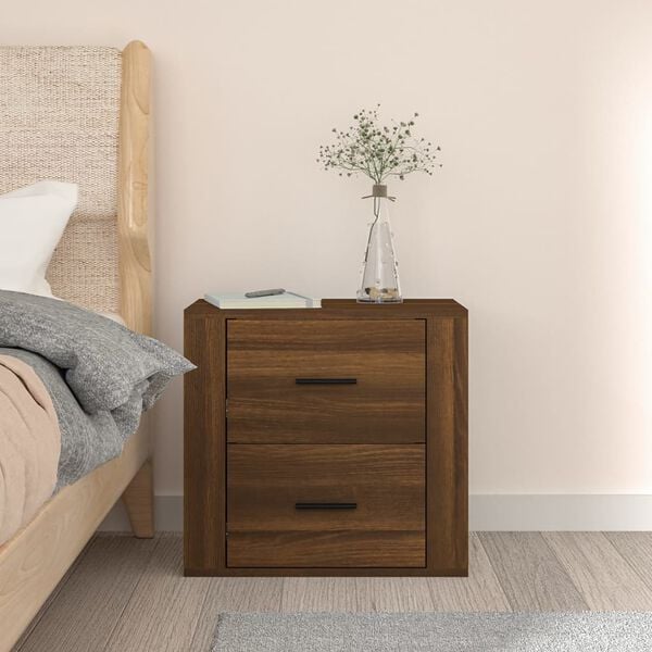 vidaXL Table de chevet murale Ch&ecirc;ne marron 50x36x47 cm