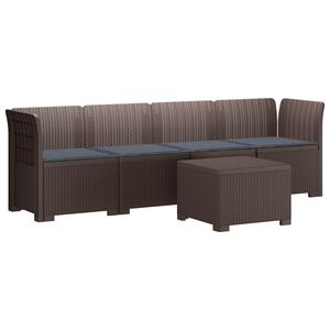 vidaXL Canap&eacute; de jardin 4 places avec coussins look rotin PP Marron