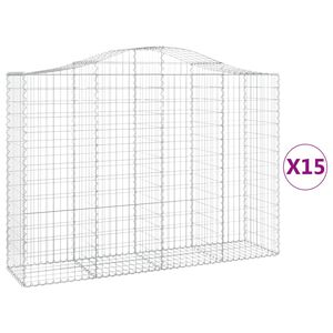 vidaXL Paniers &agrave; gabions arqu&eacute;s 15 pcs 200x50x140/160 cm Fer galvanis&eacute;
