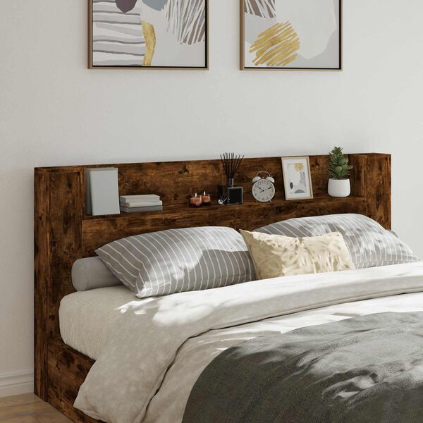 vidaXL T&ecirc;te de lit Ch&ecirc;ne fum&eacute; 200 x 16,5 x 103,5 cm Bois d'ing&eacute;nierie