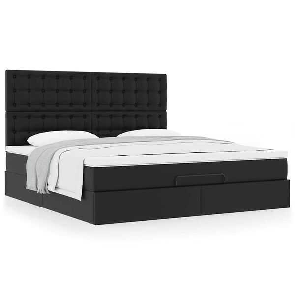 VidaXL Cadre de lit ottoman avec matelas noir 160x200 cm similicuir
