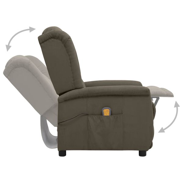 vidaXL Fauteuil de massage Gris fonc&eacute; Tissu microfibre