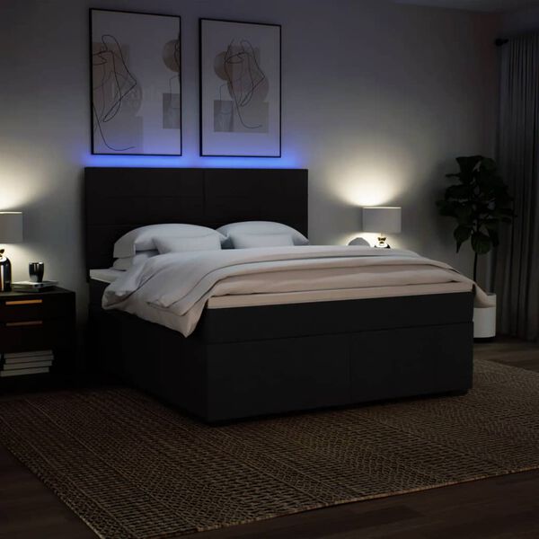 vidaXL Sommier &agrave; lattes de lit avec matelas Noir 180x200 cm Tissu