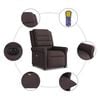 vidaXL Fauteuil de massage inclinable &eacute;lectrique Marron fonc&eacute; Tissu
