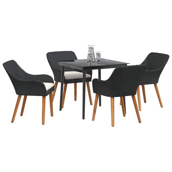 vidaXL Ensemble de salle &agrave; manger pour jardin 5 pcs Noir polyrotin