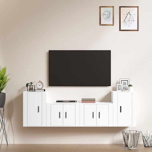 vidaXL Ensemble de meubles TV 4 pcs Blanc Bois d'ing&eacute;nierie