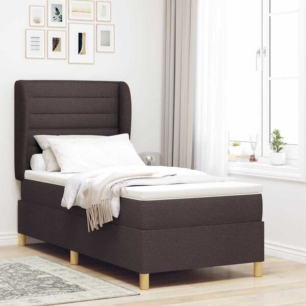vidaXL Lit &agrave; ressorts avec matelas Marron fonc&eacute; 200 x 80 cm tissu