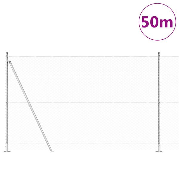 vidaXL Poteau de clôture. Argenté 50 x 1,5 m (maillage de 25 mm) Acier