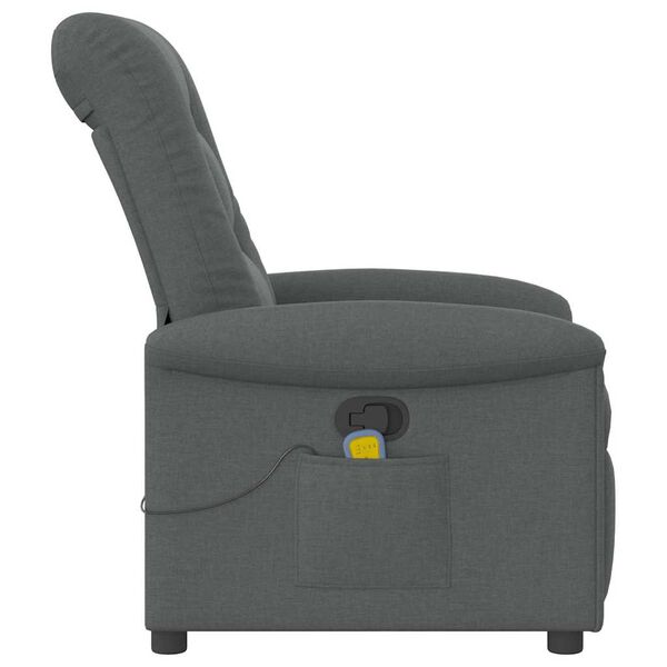 vidaXL Fauteuil inclinable de massage en tissu gris fonc&eacute;
