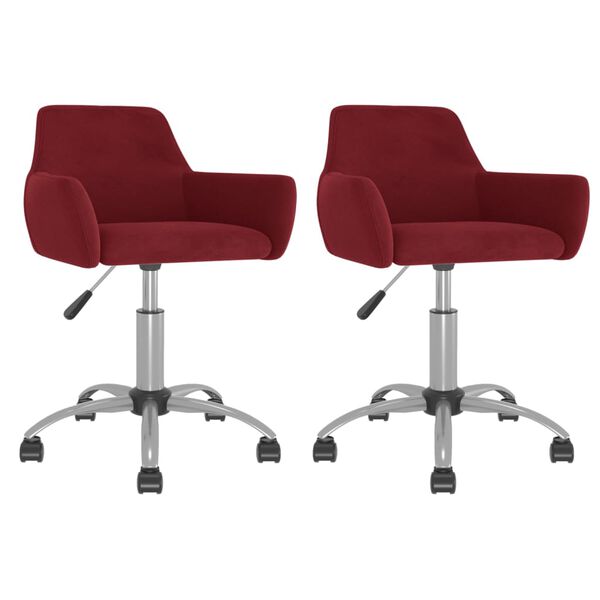 vidaXL Chaises pivotantes &agrave; manger lot de 2 Rouge bordeaux Velours
