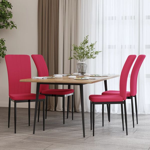 vidaXL Chaises &agrave; manger lot de 4 Rouge bordeaux Velours