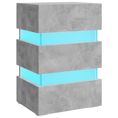 vidaXL Table de chevet à LED gris béton 45x35x67 cm bois d'ingénierie