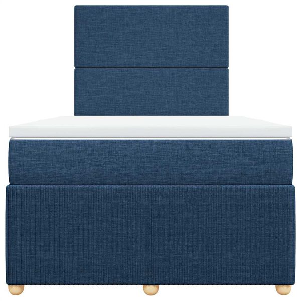 vidaXL Sommier &agrave; lattes de lit avec matelas Bleu 120x200 cm Tissu