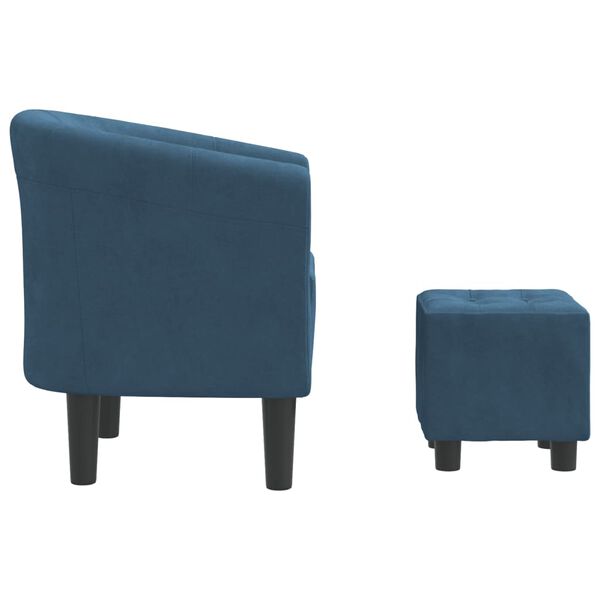 vidaXL Chaise cabriolet avec repose-pied bleu fonc&eacute; velours