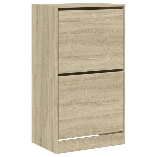 vidaXL Armoire &agrave; chaussures 2 tiroirs rabattables ch&ecirc;ne sonoma