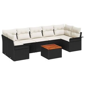 vidaXL Ensemble de canap&eacute; de jardin 8 pcs Noir et Cr&egrave;me polyrotin