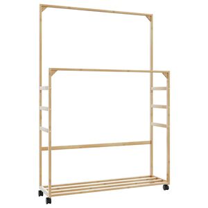 vidaXL Porte-v&ecirc;tements et &eacute;tag&egrave;res et roulettes 90x35x155 cm bambou