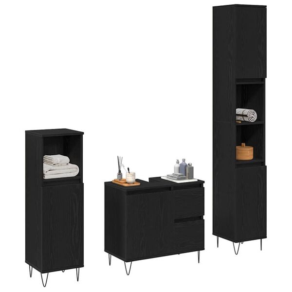 vidaXL Ensemble de mobilier de salle de bain 3 pcs Chêne noir