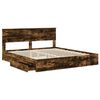 vidaXL Lit de Rangement Ch&ecirc;ne fum&eacute; 180 x 200 cm Bois d'ing&eacute;nierie