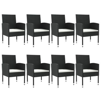 vidaXL Ensemble à manger de jardin 9 pcs noir résine tressée et acier