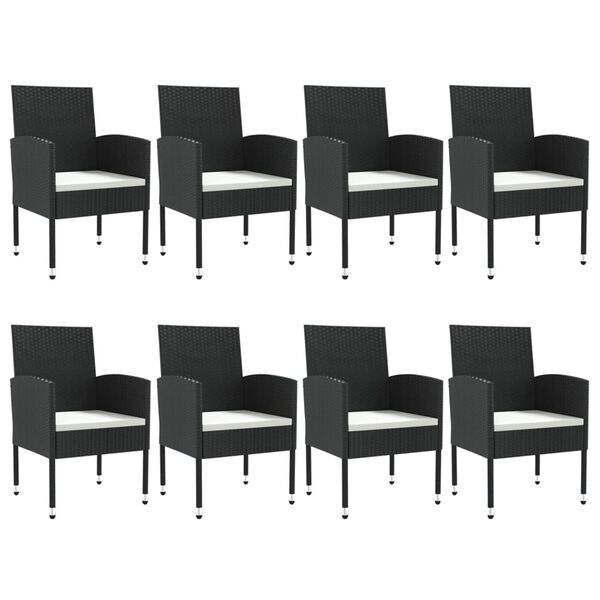vidaXL Ensemble &agrave; manger de jardin 9 pcs noir r&eacute;sine tress&eacute;e et acier