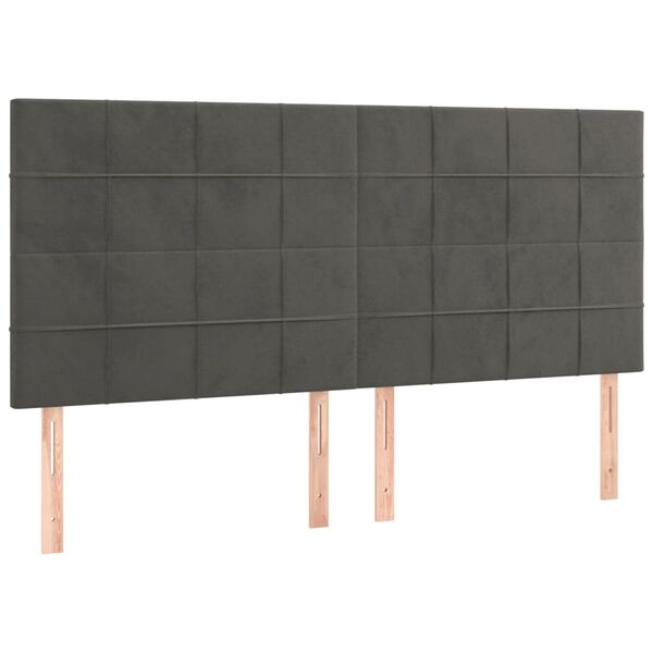 vidaXL T&ecirc;te de lit Gris fonc&eacute; 200 x 5 x 118/128 cm Velours