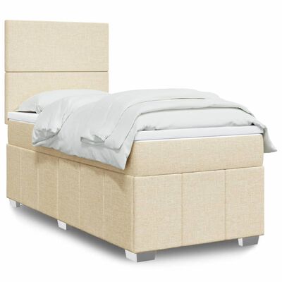 vidaXL Sommier à lattes de lit avec matelas Crème 100x200 cm Tissu