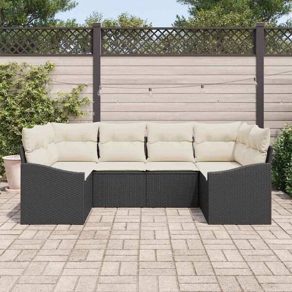 vidaXL Ensemble de Canap&eacute;s avec coussin 6 pcs Noir polyrotin