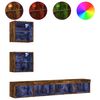 vidaXL Unit&eacute;s murales TV avec LED 5 pcs ch&ecirc;ne fum&eacute; bois d'ing&eacute;nierie