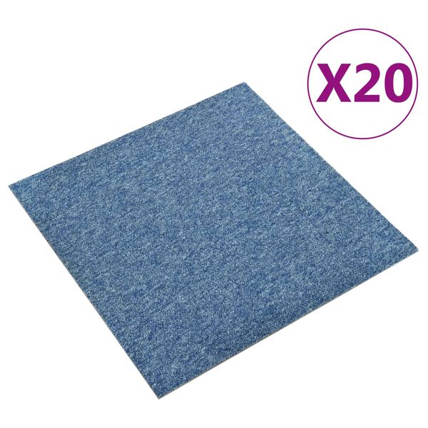 vidaXL Dalles de tapis de sol 20 pcs 5 m² 50x50 cm Bleu
