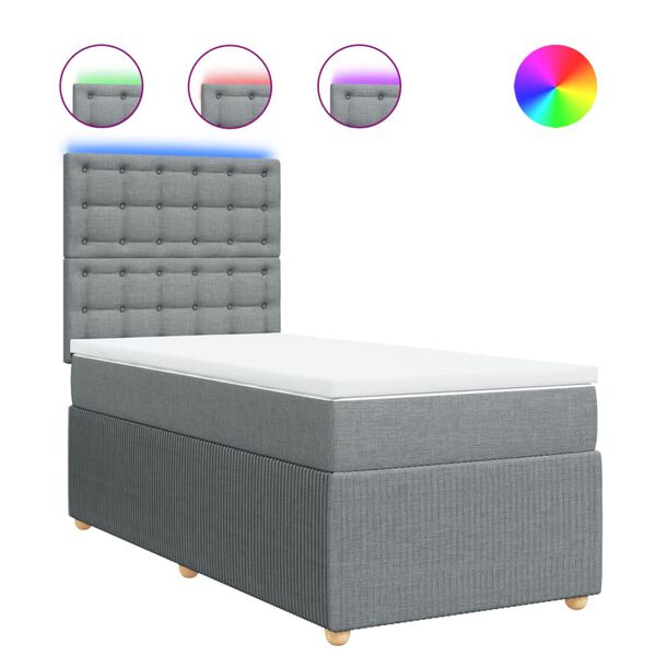 vidaXL Sommier &agrave; lattes de lit avec matelas Gris clair 90x200 cm Tissu