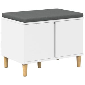 vidaXL Banc d'entr&eacute;e Blanc 60 x 38 x 46 cm Bois Ing&eacute;nierie et Tissu