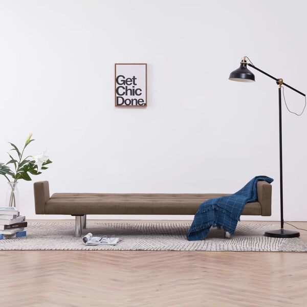 vidaXL Canap&eacute;-lit avec accoudoir Marron Polyester