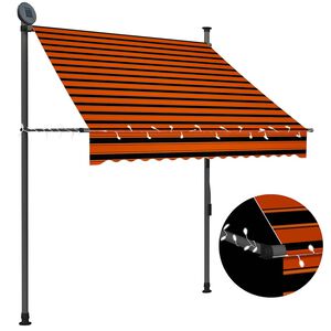 vidaXL Auvent manuel r&eacute;tractable avec LED 150 cm Orange et marron