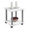 FMD Table d'appoint avec roues pivotantes Blanc