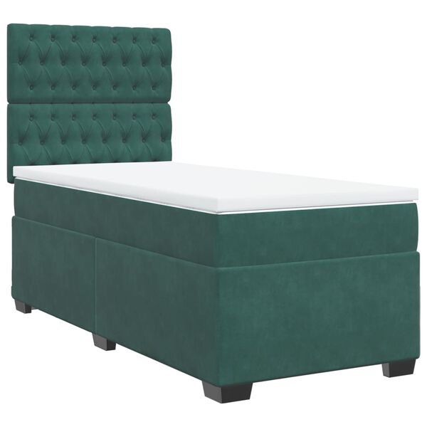 vidaXL Sommier &agrave; lattes de lit avec matelas Vert fonc&eacute; 90x200 cm