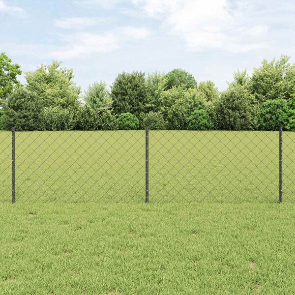vidaXL Cl&ocirc;ture avec poteau Gris 0,6 x 25 m Acier et PVC