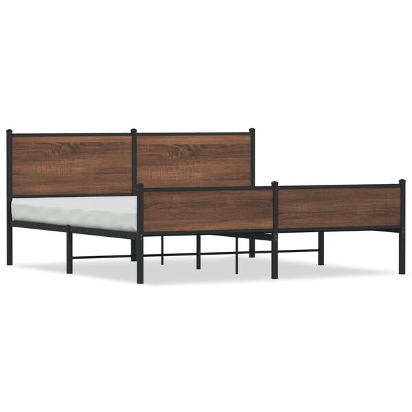vidaXL Cadre de lit en m&eacute;tal sans matelas ch&ecirc;ne marron 183x213 cm