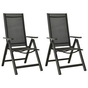 vidaXL Chaises pliables de jardin lot de 2 Textilène et aluminium Noir