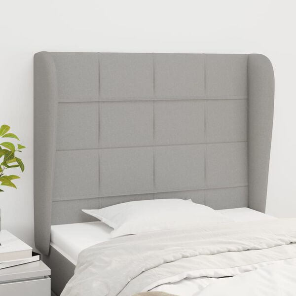 vidaXL T&ecirc;te de lit avec oreilles Gris clair 83x23x118/128 cm Tissu