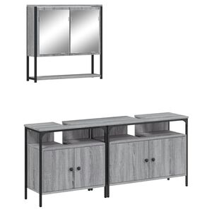 vidaXL Ensemble de meubles de salle de bain 3 pcs Sonoma gris