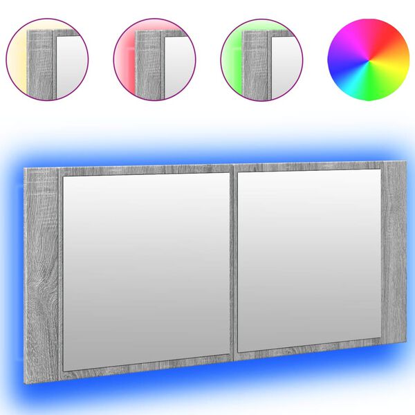 vidaXL Armoire &agrave; miroir &agrave; LED de bain gris sonoma 100x12x45 cm