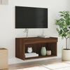 vidaXL Meuble TV avec lumi&egrave;res LED ch&ecirc;ne marron 60x30x30 cm