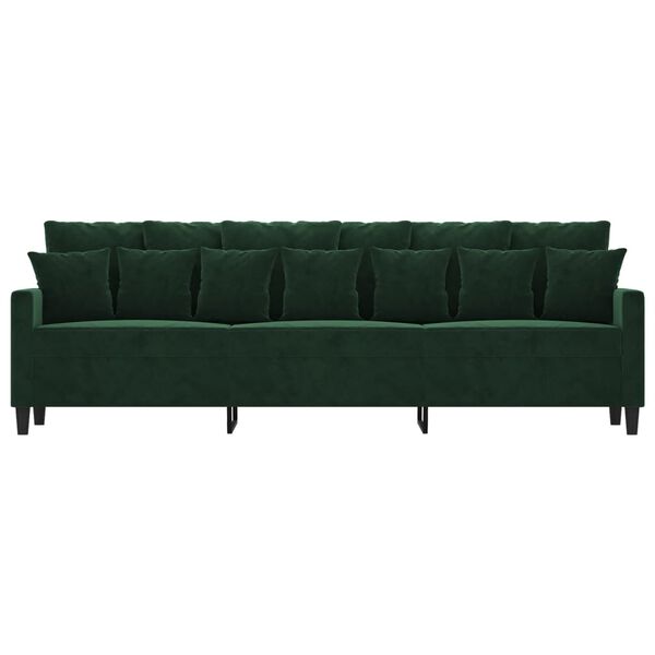 vidaXL Canap&eacute; &agrave; 3 places Vert fonc&eacute; 210 cm Velours